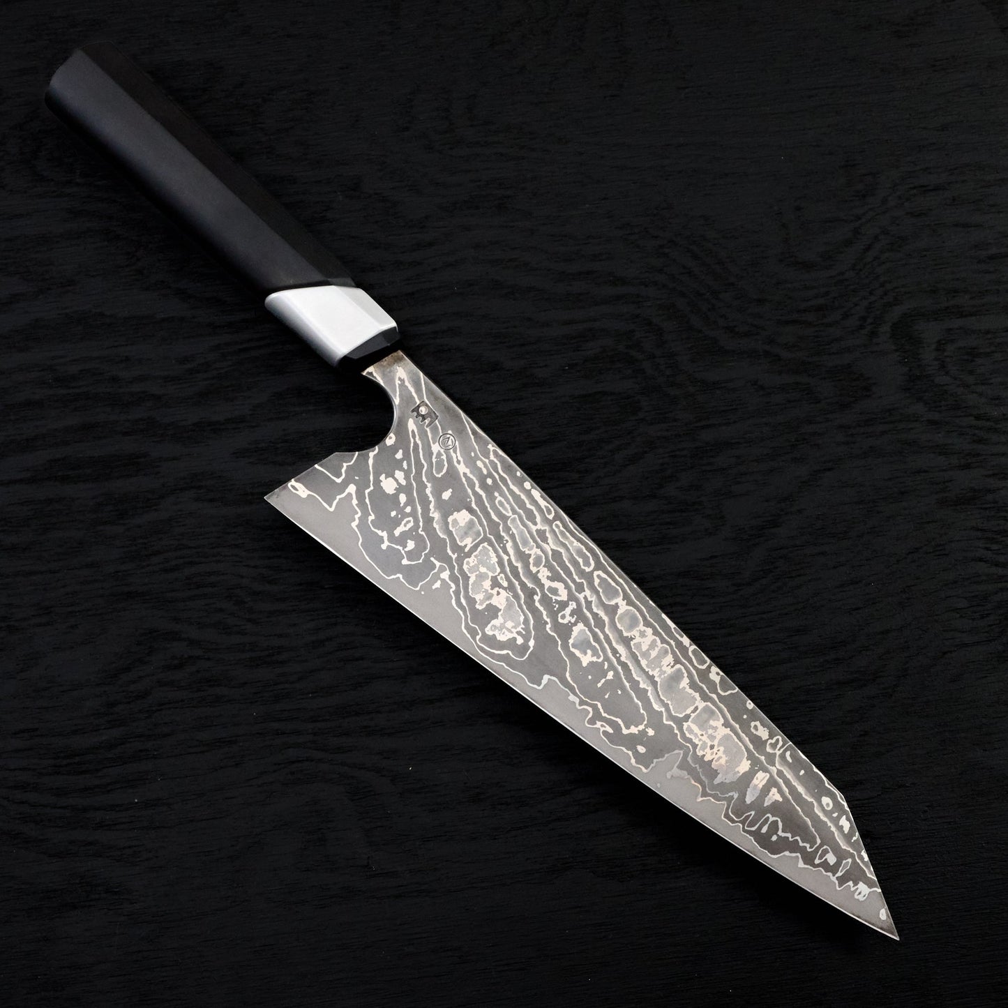 Gyuto K-Tip 225mm 'Creabhás' Apex Ultra Damascus Clad – side profile