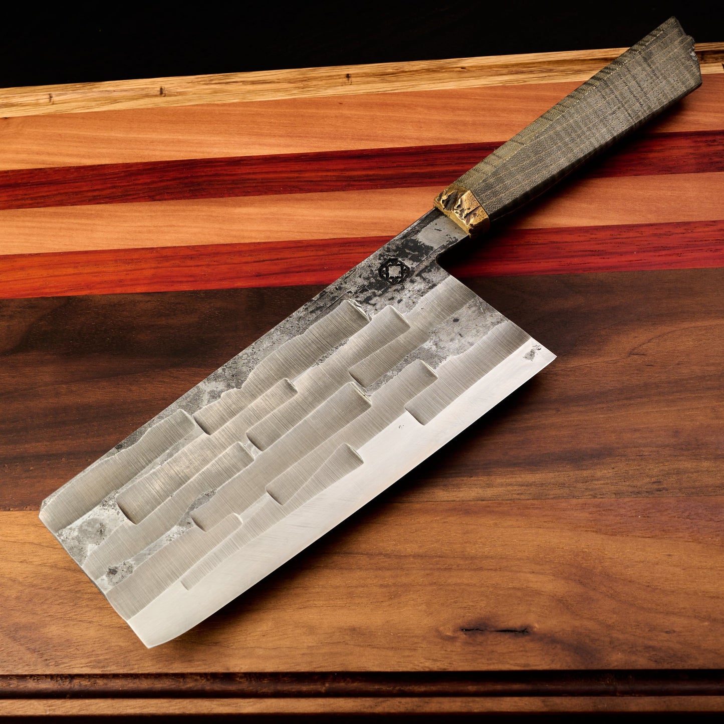 Cleaver 180mm by 85mm Spicy White, Maple & Brass – view 6