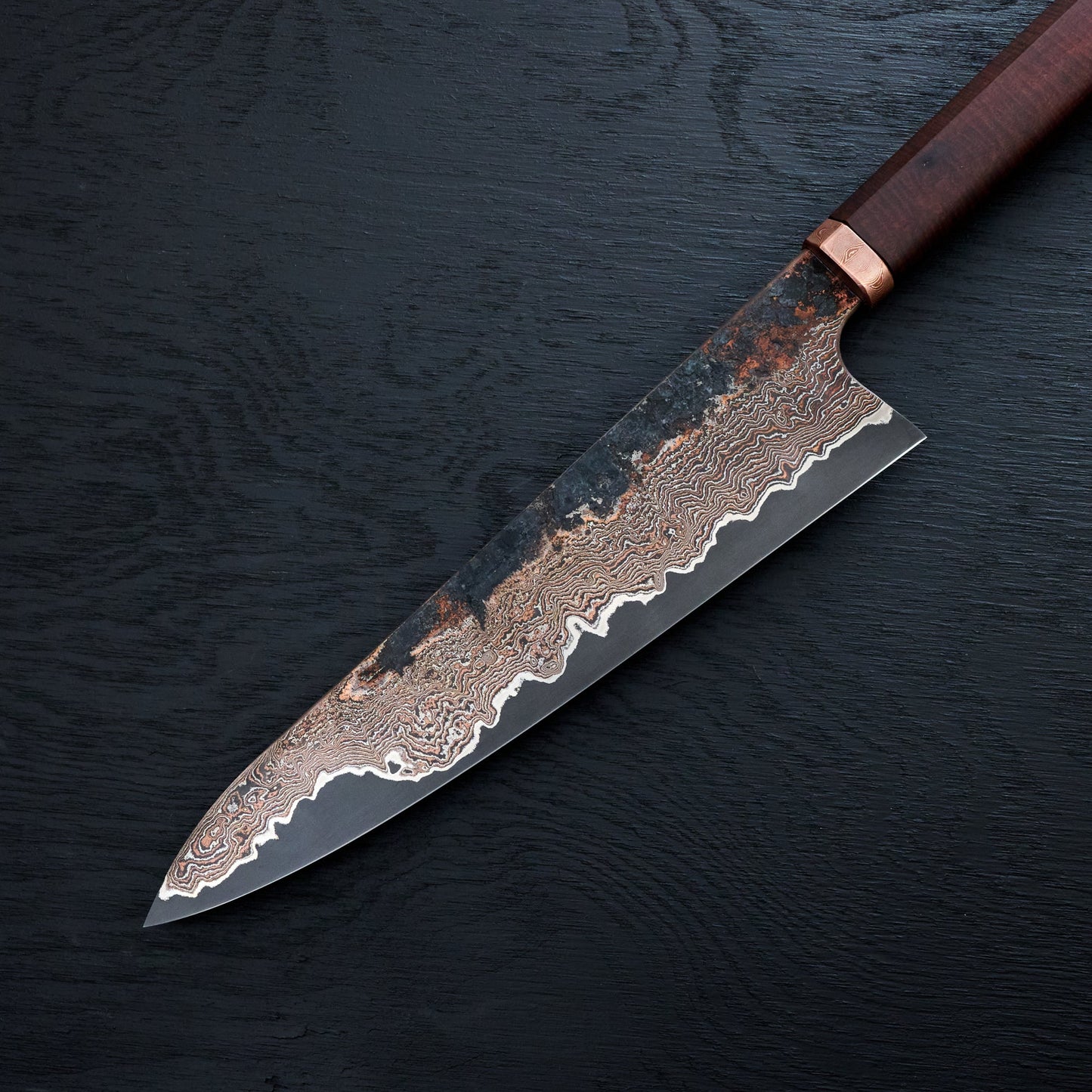 Gyuto 230mm Copper Damascus Clad Apex Ultra, Mokume-gane & Gidgee – view 8
