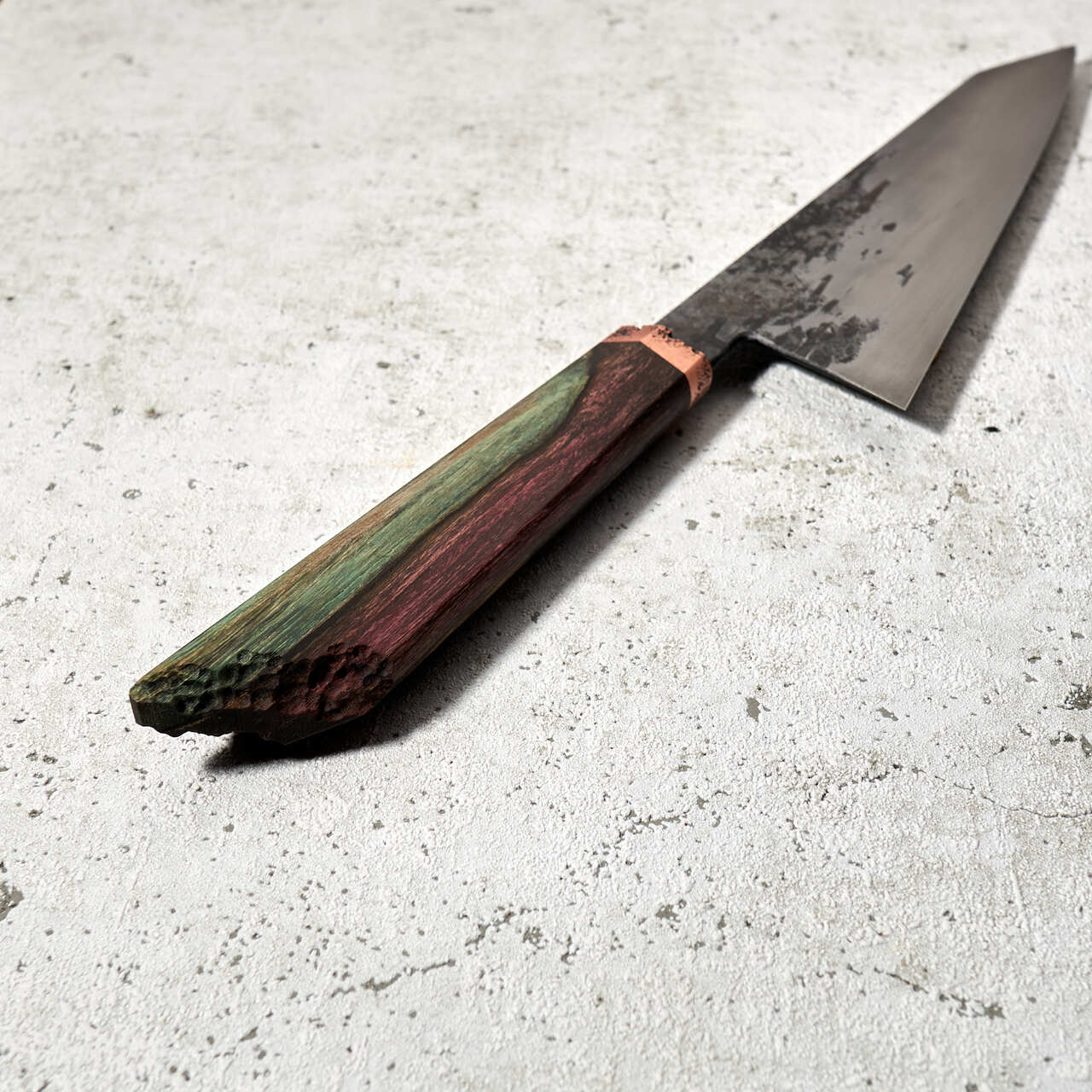 made by karyś Gyuto 215mm 125sc Honyaki Linear Texture Hamon - Ukraine Auction - Handle