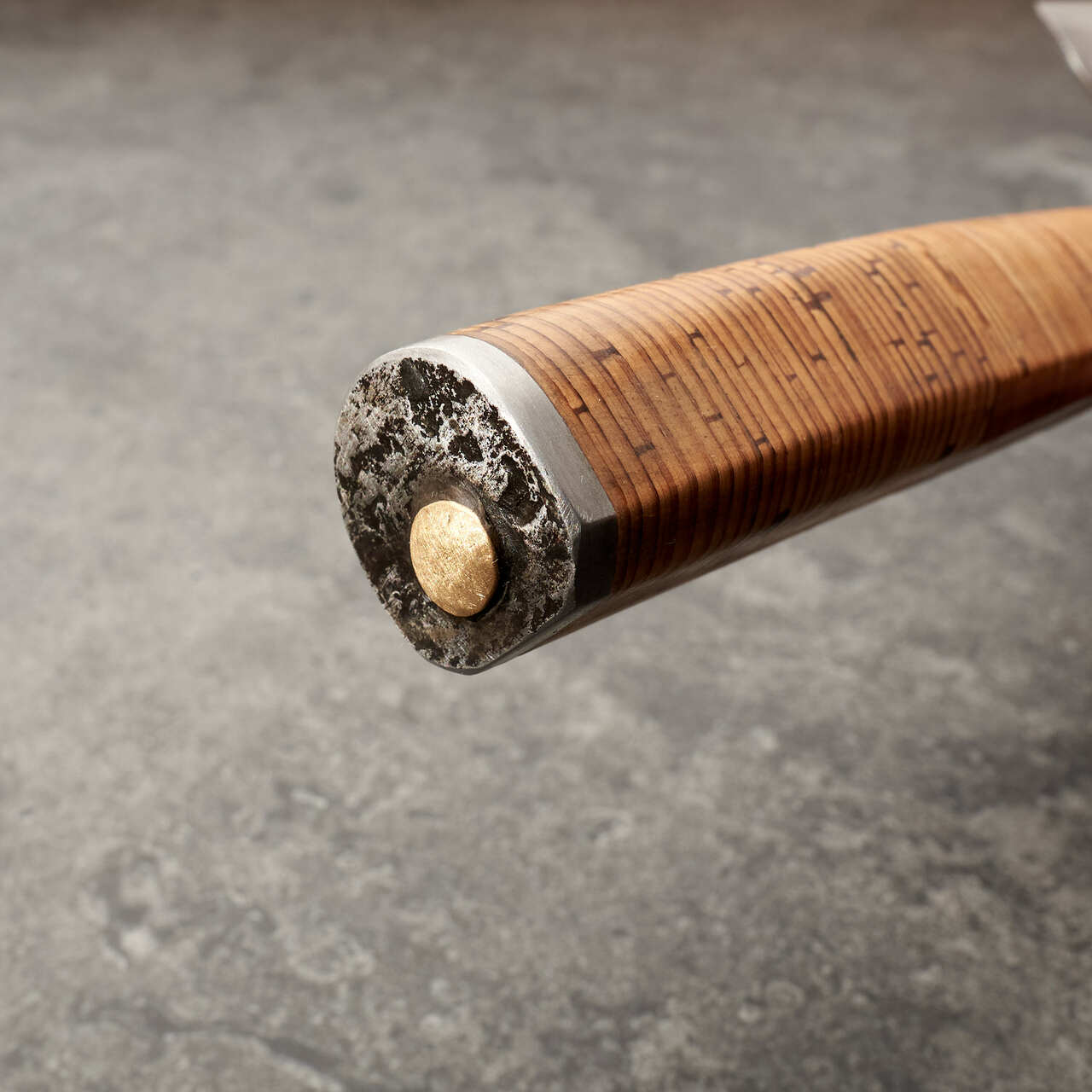 Isasmedjan Gyuto 240mm Full Kasumi Integral Birchbark & Brass - Handle