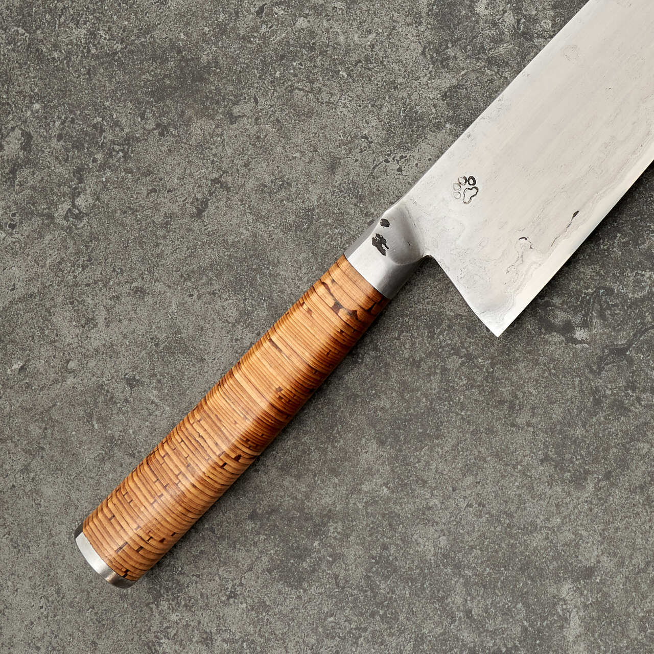 Isasmedjan Gyuto 240mm Full Kasumi Integral Birchbark & Brass - Handle