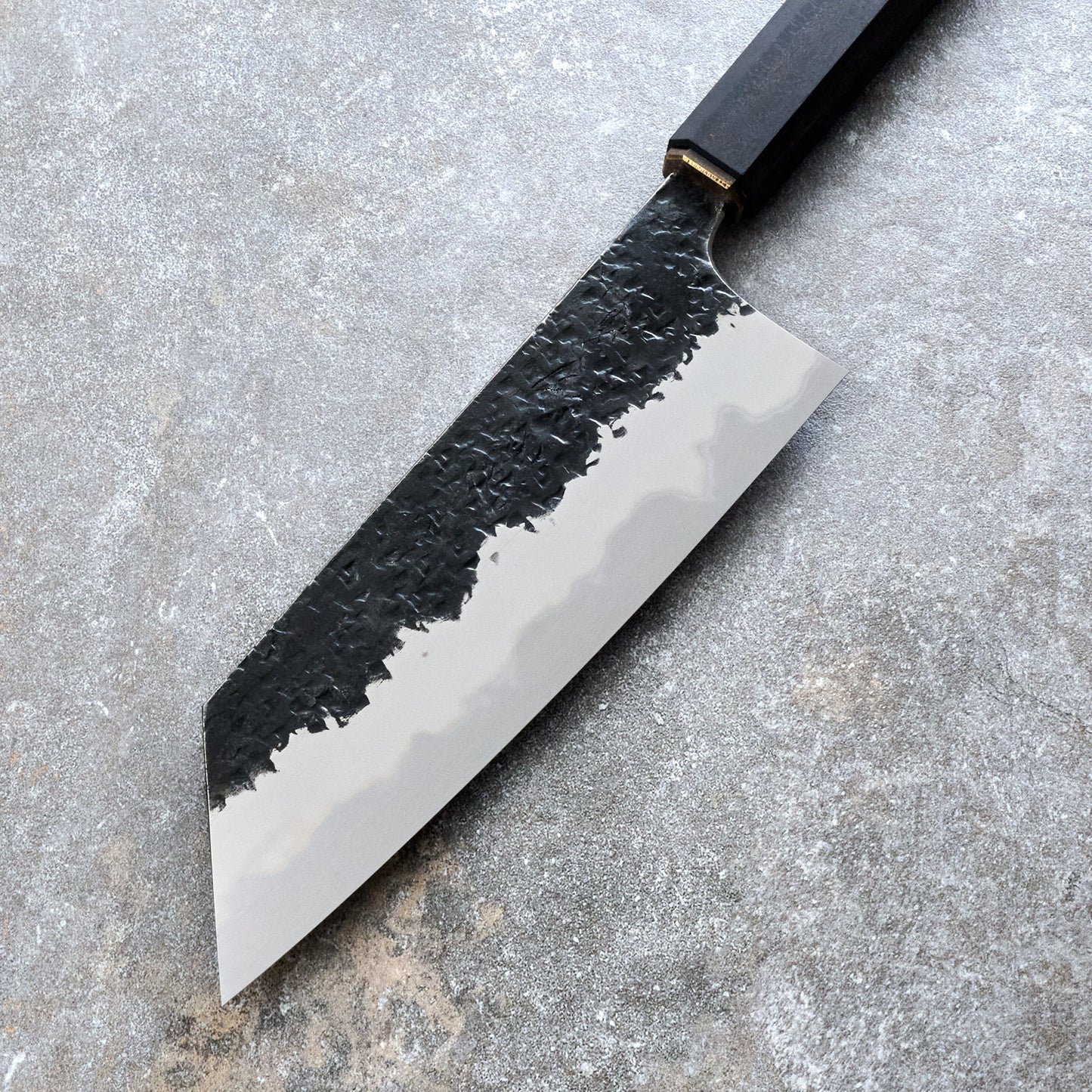 HADO X Manaka X Adonis | Bunka 170mm Blue #2 Warikomi Stainless Clad – handle detail