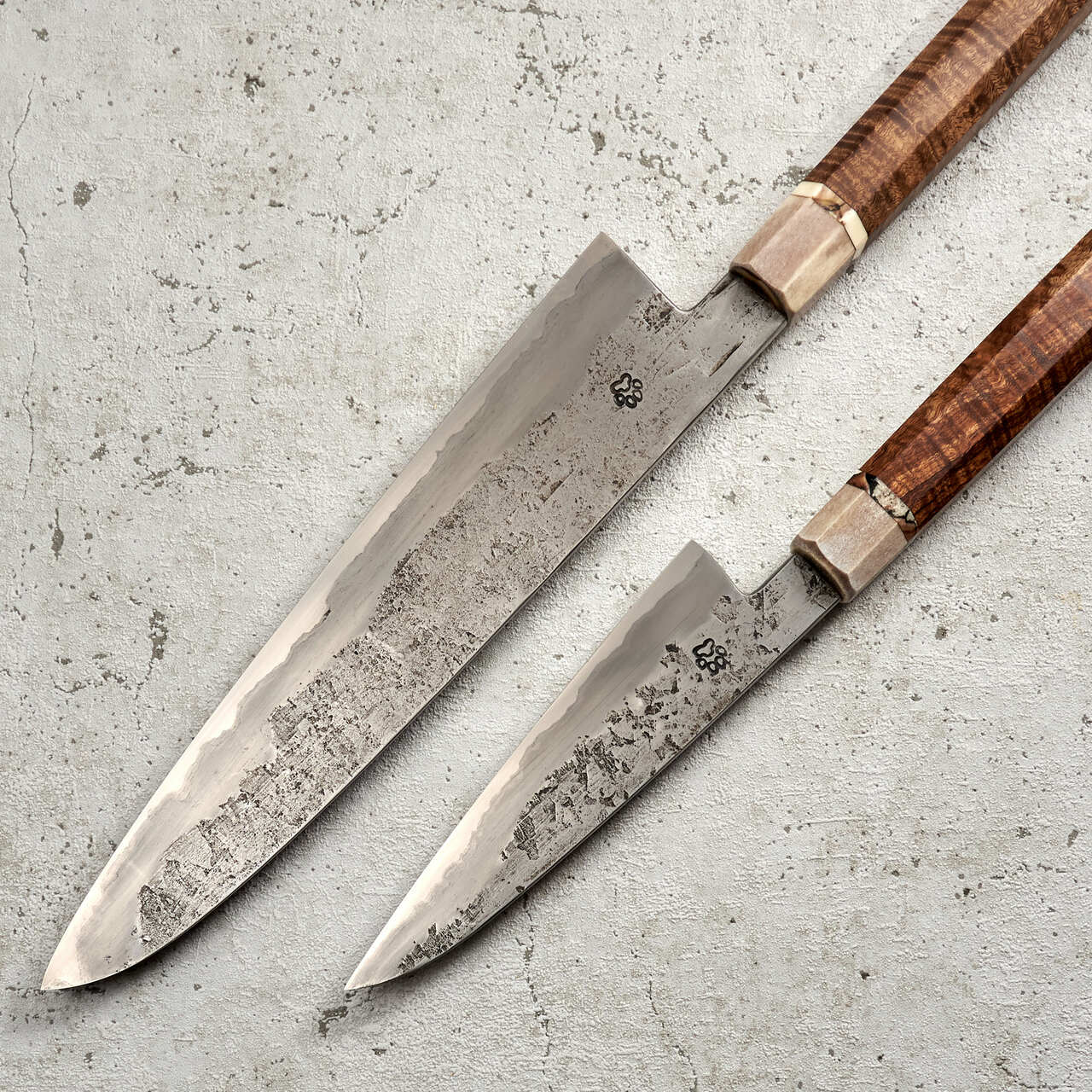 Isasmedjan Gyuto 250mm & 150mm Wrought Iron Clad Kasumi San Mai Set - Profile