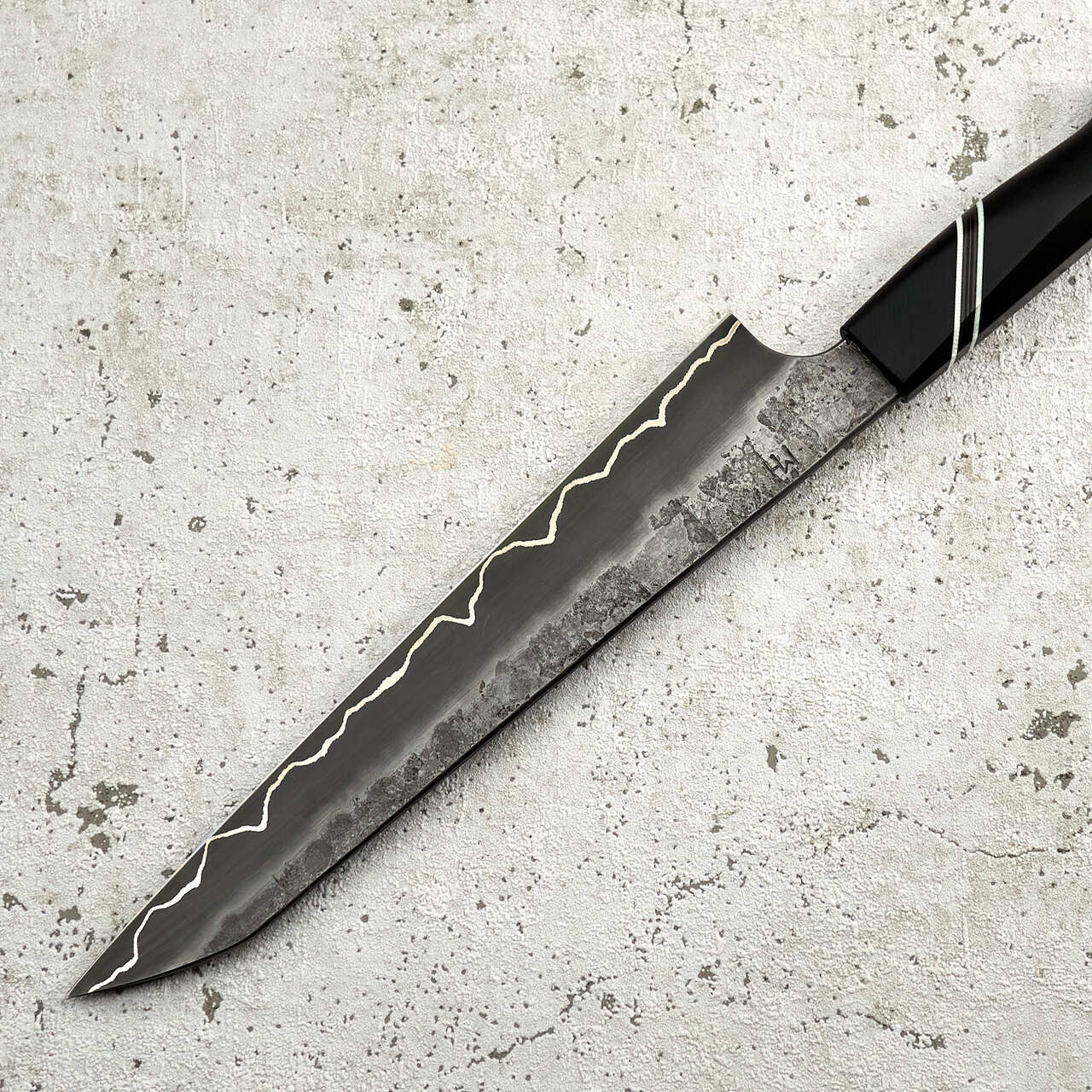 Martin Huber Slicer 200mm 1.2842 San Mai with Nickel Inlay with G10 Carbon Handle - Profile