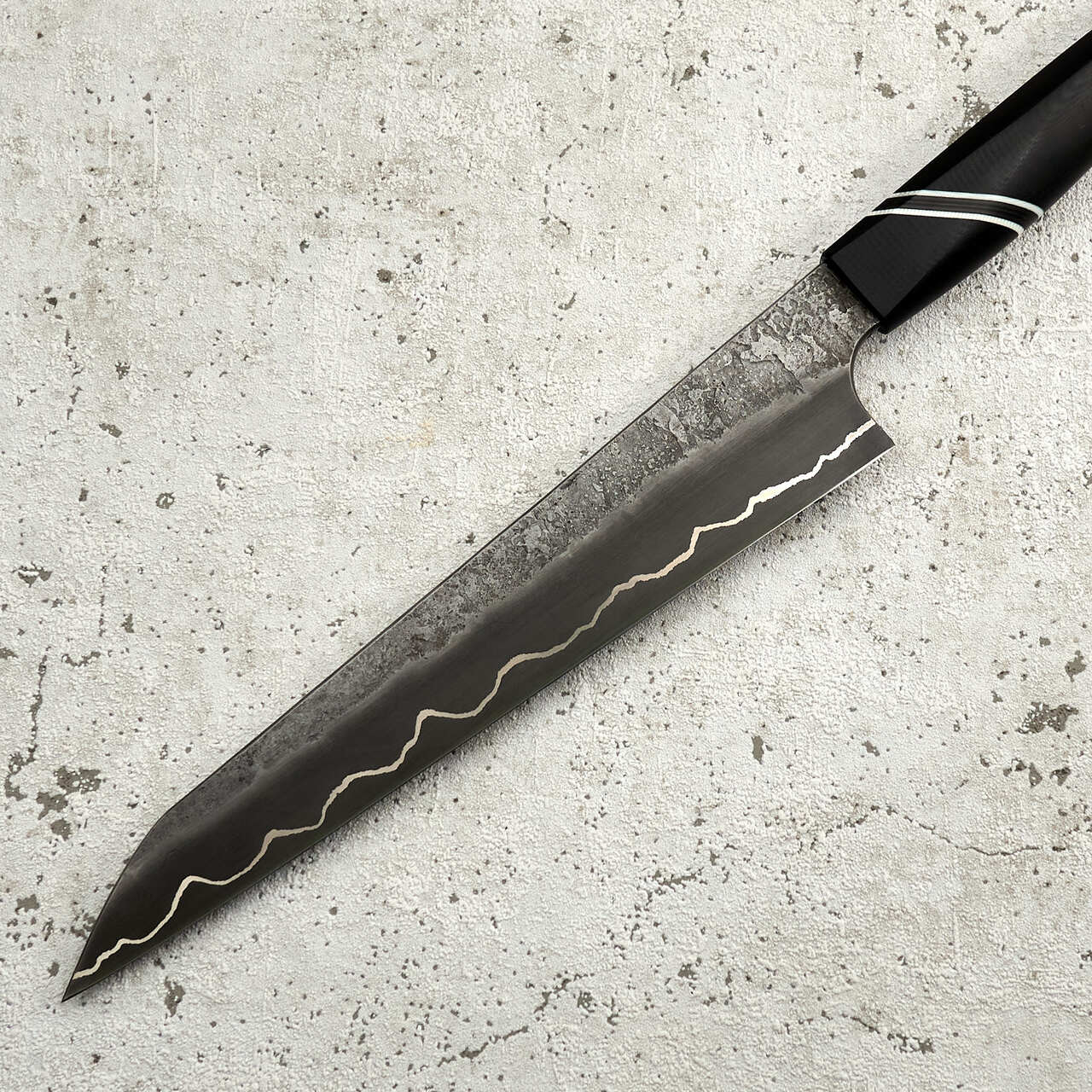 Martin Huber Slicer 200mm 1.2842 San Mai with Nickel Inlay with G10 Carbon Handle - Profile