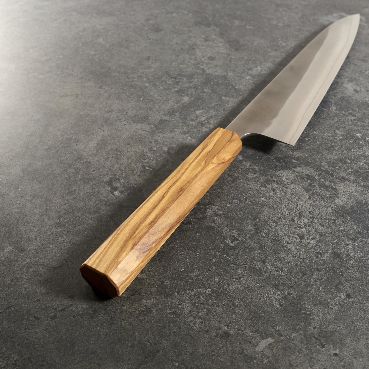 Yoshikane SKD Gyuto 240mm with Mono Olive Wood Handle - Handle