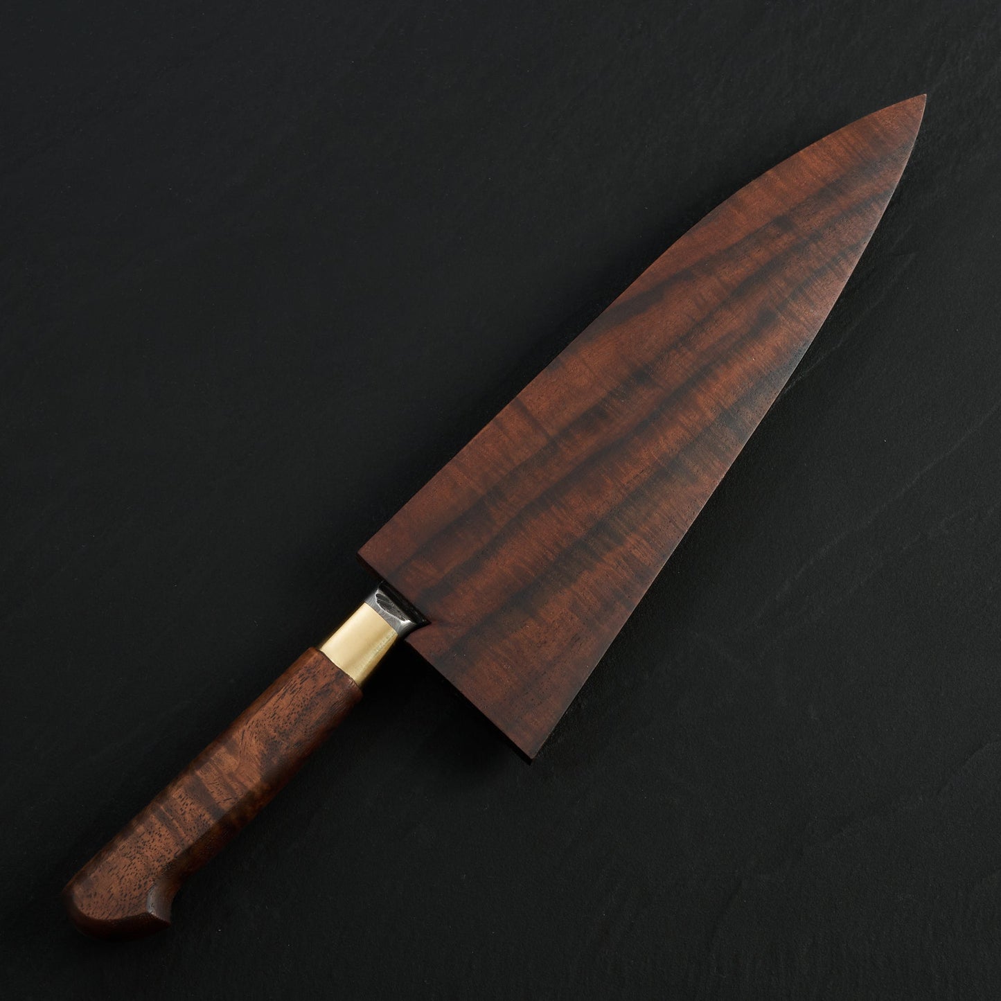 Gyuto 220mm Damascus Clad Nogent Walnut & Brass Integral – view 6