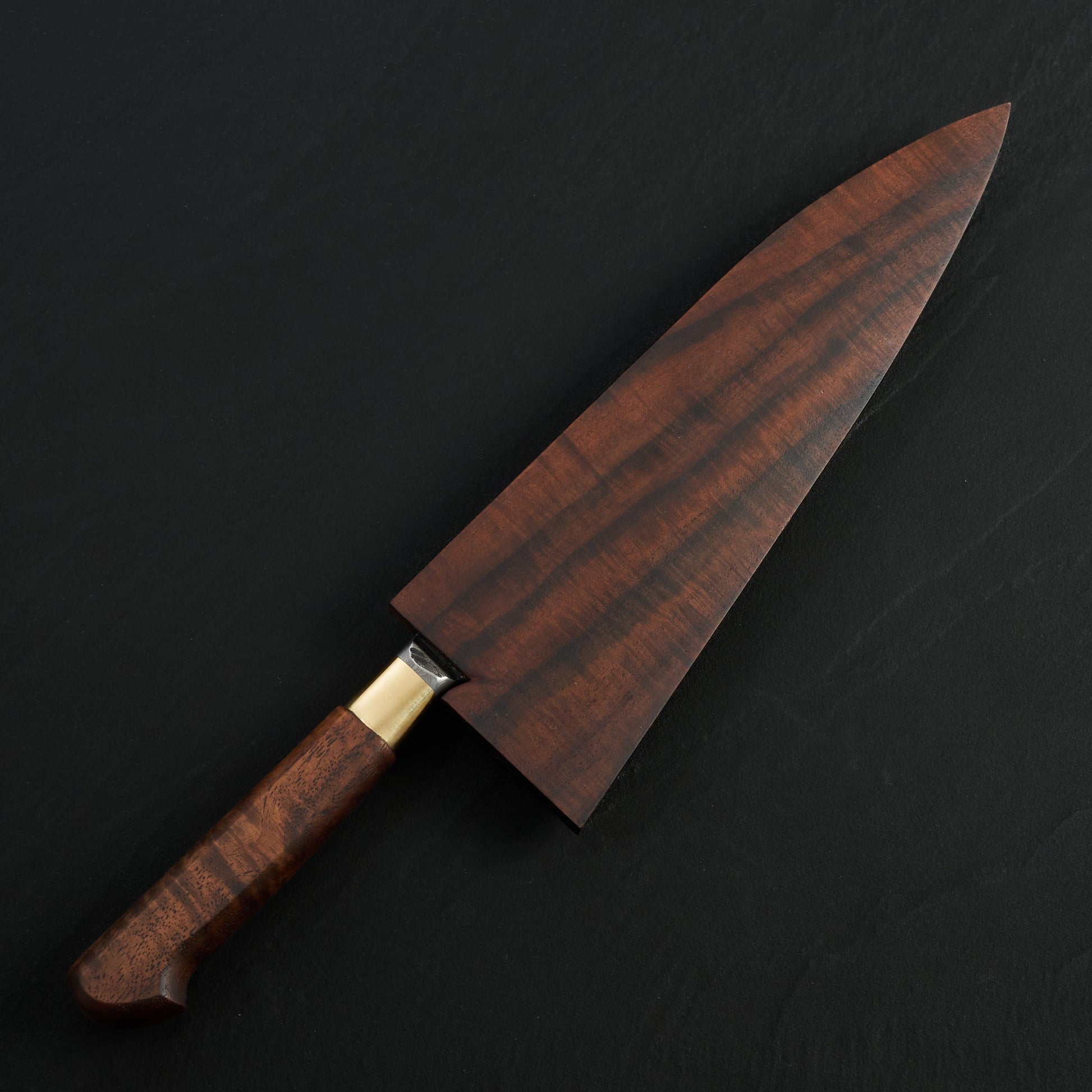 Gyuto 220mm Damascus Clad Nogent Walnut & Brass Integral – view 6