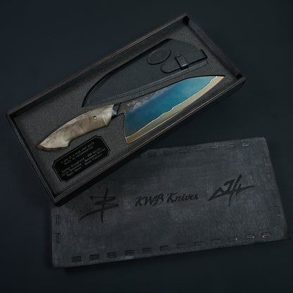 Bloomfield, Hazenberg & Bauer Chef Knife Black Mirror Apex SanMai Takedown – side profile