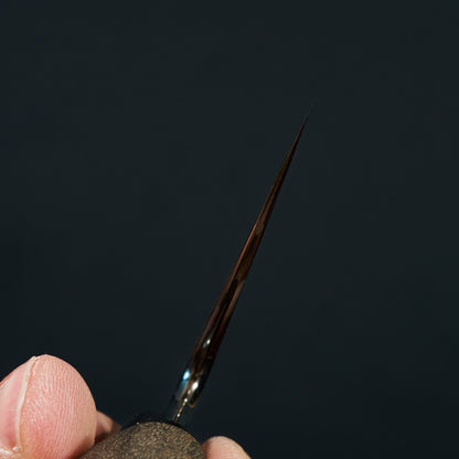 Bloomfield, Hazenberg & Bauer Chef Knife Black Mirror Apex SanMai Takedown – blade close-up