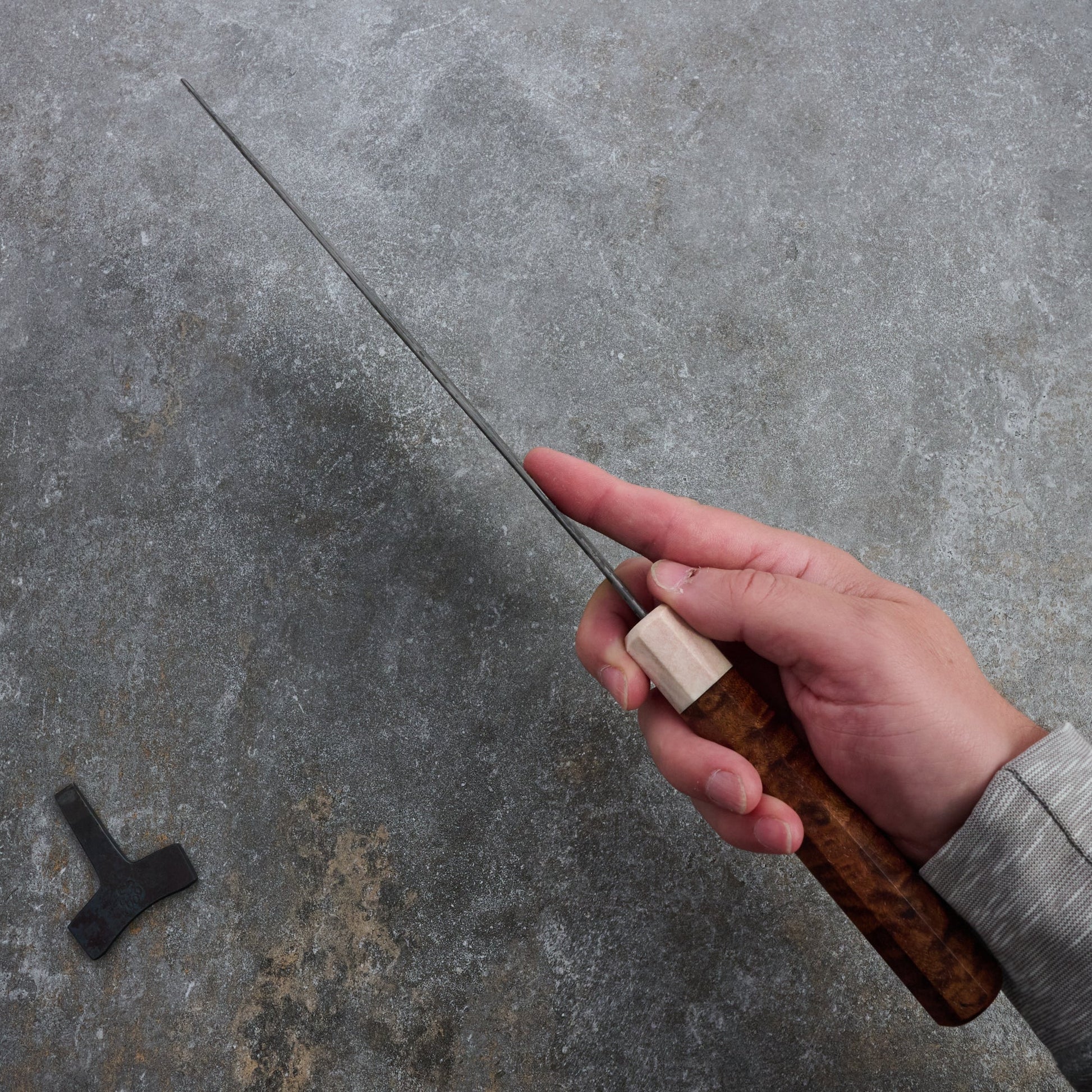 Brook Turner X Isa Smedjan Cleaver 210mm X 100mm Blackwood & Horn Take Down – blade close-up