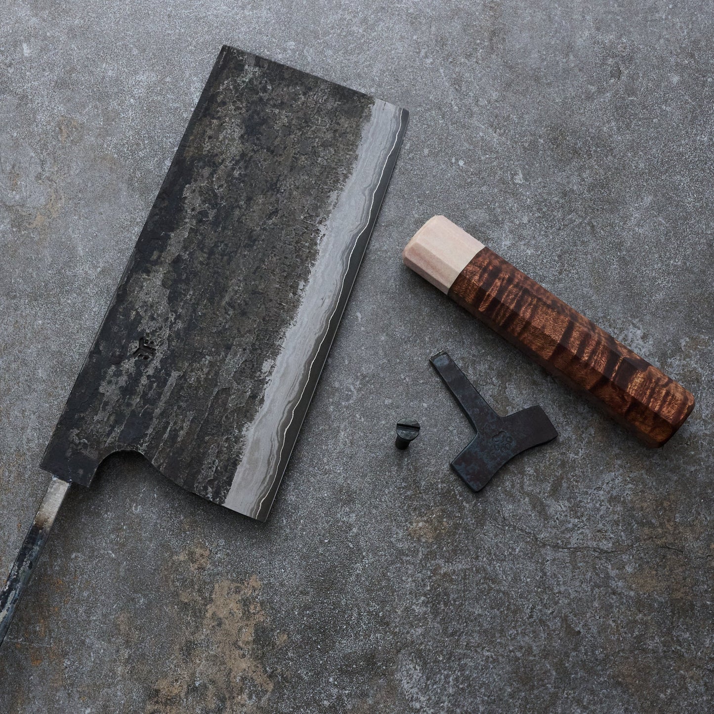 Brook Turner X Isa Smedjan Cleaver 210mm X 100mm Blackwood & Horn Take Down – side profile