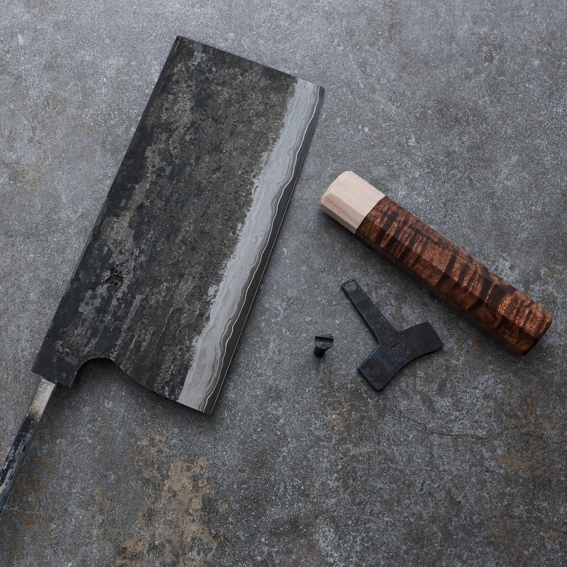 Brook Turner X Isa Smedjan Cleaver 210mm X 100mm Blackwood & Horn Take Down – side profile