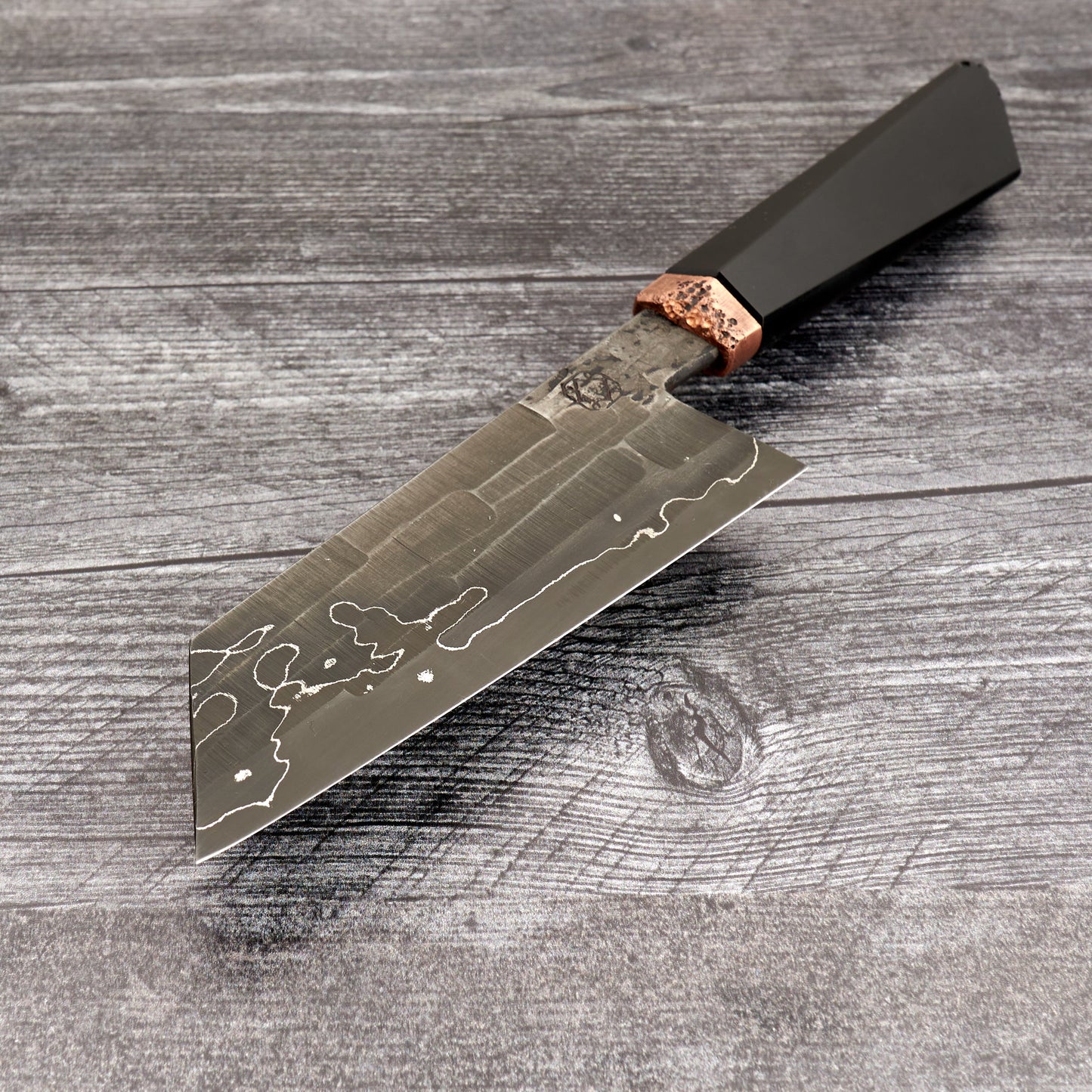 Bunka 135mm OB Go Mai Micarta & Copper – blade close-up