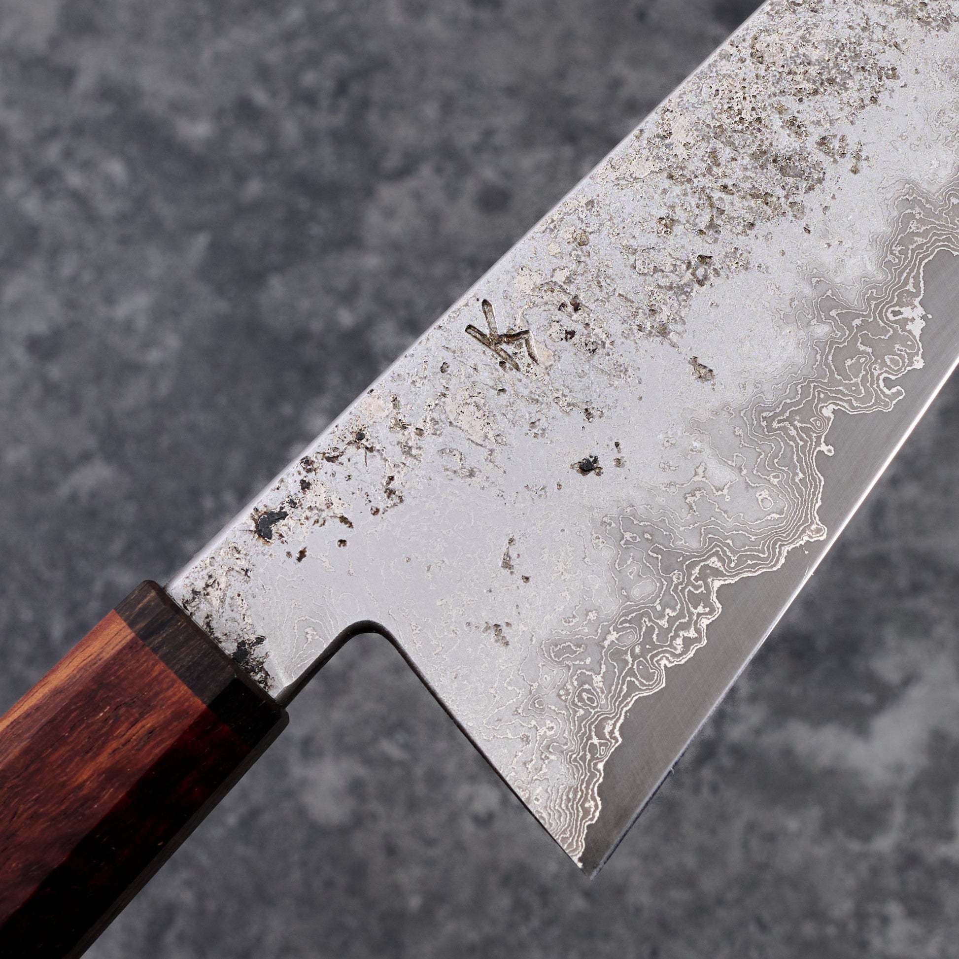 Bunka 163mm Nickel Damascus SanMai 1.2210 – side profile