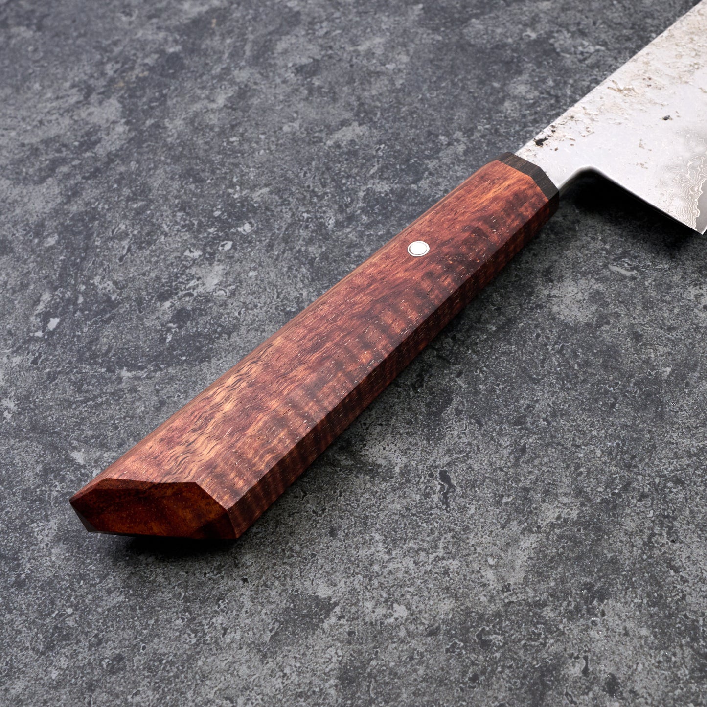Bunka 163mm Nickel Damascus SanMai 1.2210 – blade close-up