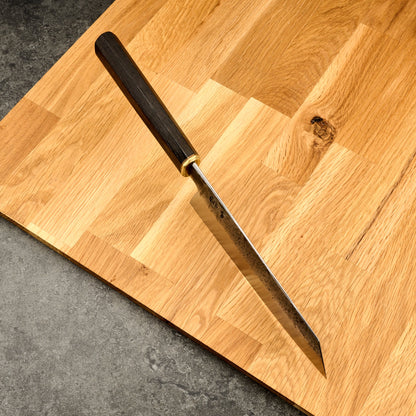 Bunka 190mm Ebonised Oak & Brass – handle detail