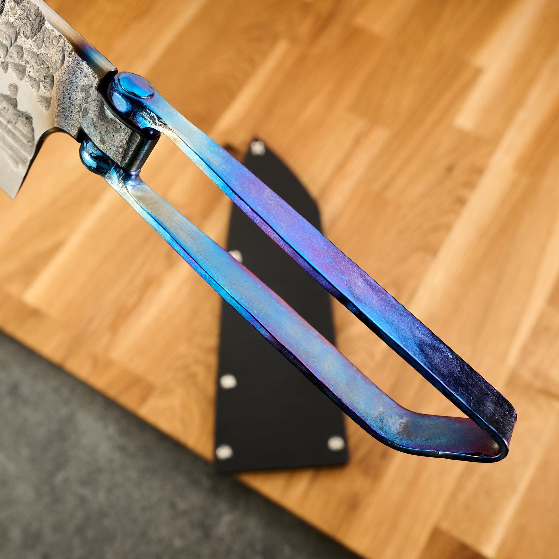 Bunka 240mm 'Wave' KU Anodized Titanium Frame Forged & Riveted Handle – view 7