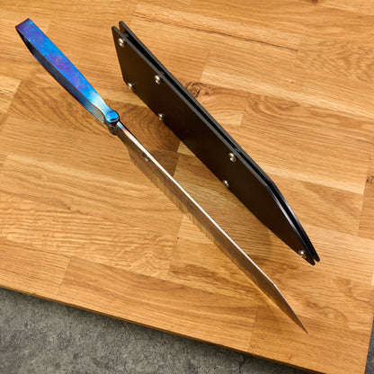 Bunka 240mm 'Wave' KU Anodized Titanium Frame Forged & Riveted Handle – side profile