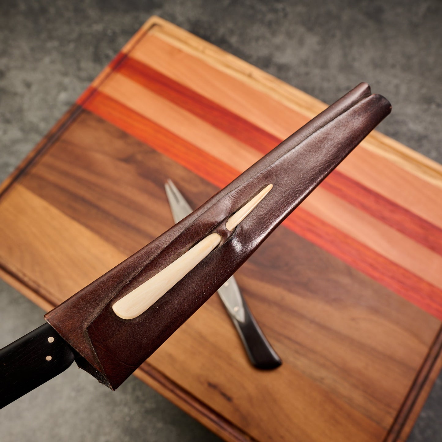 Ebony & Steel Aperitif Table Knife Set – blade close-up