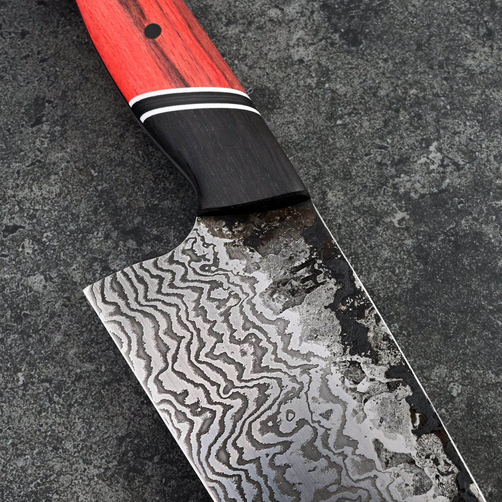 Chef Knife 220mm 50 Layer Full Tang Spalted Beach – detail view