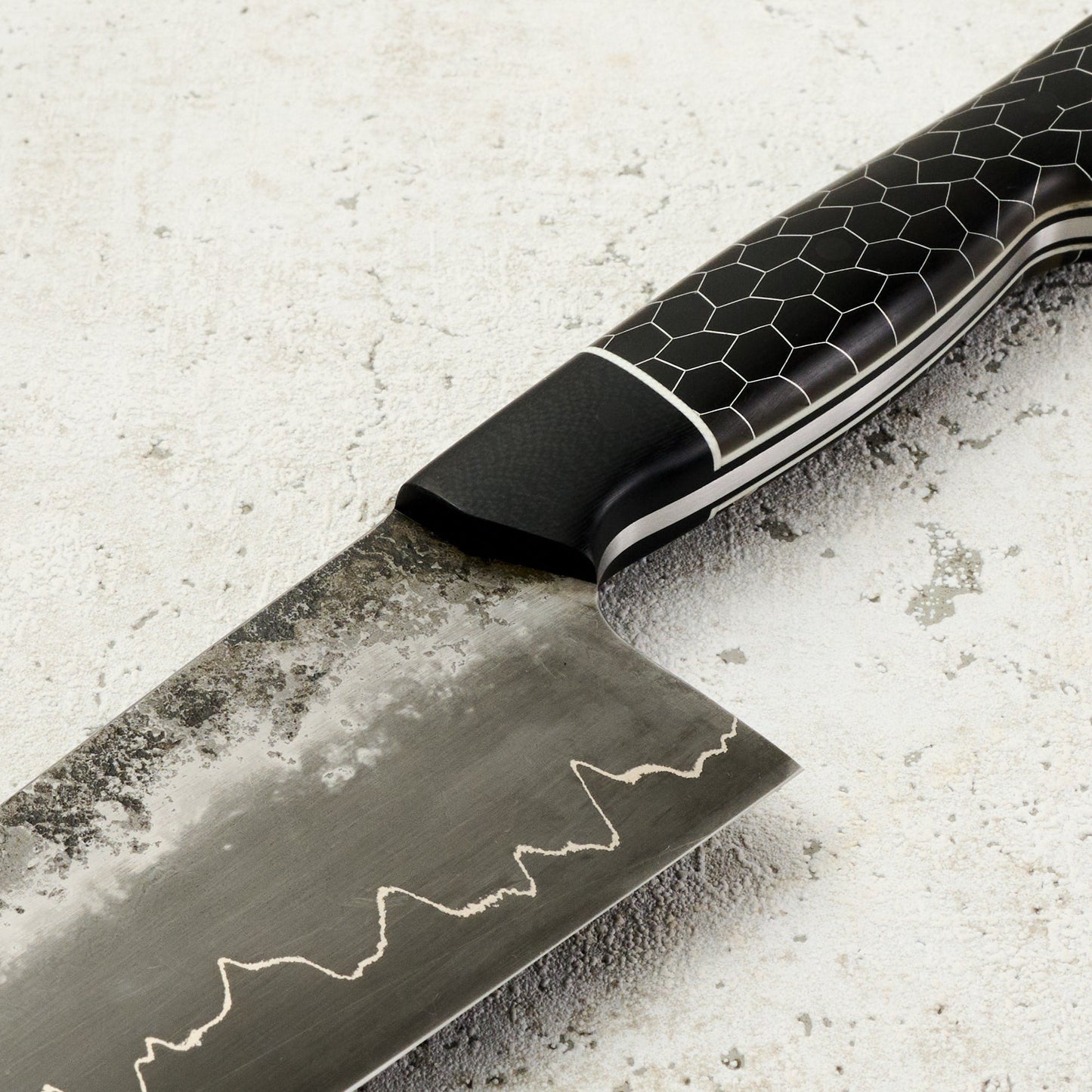 Chef Knife 215mm GoMai Silverline 1.2419 Full Tang – detail view