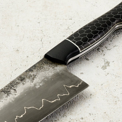 Chef Knife 215mm GoMai Silverline 1.2419 Full Tang – detail view