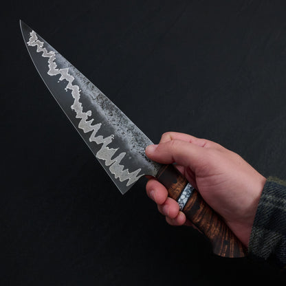 Chef Knife 225mm GoMai 12419 Damascus Koa & TruStone – detail view