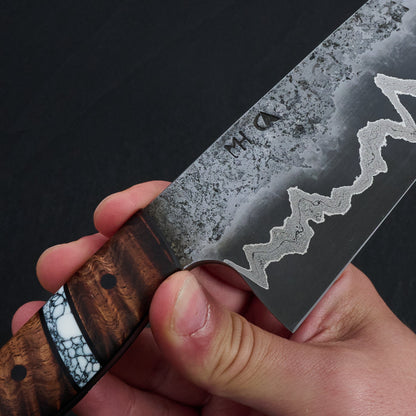 Chef Knife 225mm GoMai 12419 Damascus Koa & TruStone – side profile