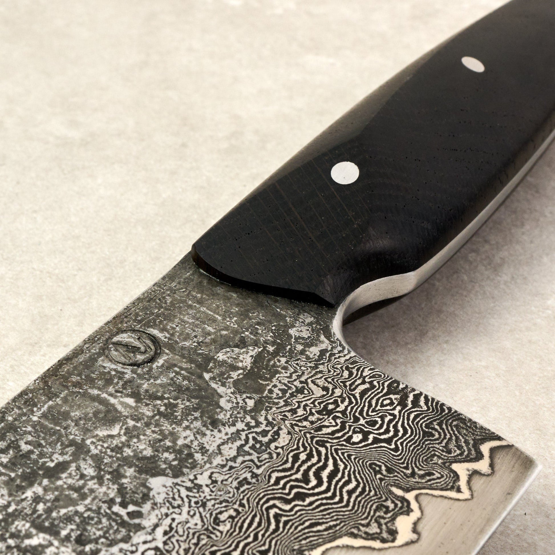Chef Knife 250mm Damascus, Nickel, AU GoMai XCut Bog Oak – view 6