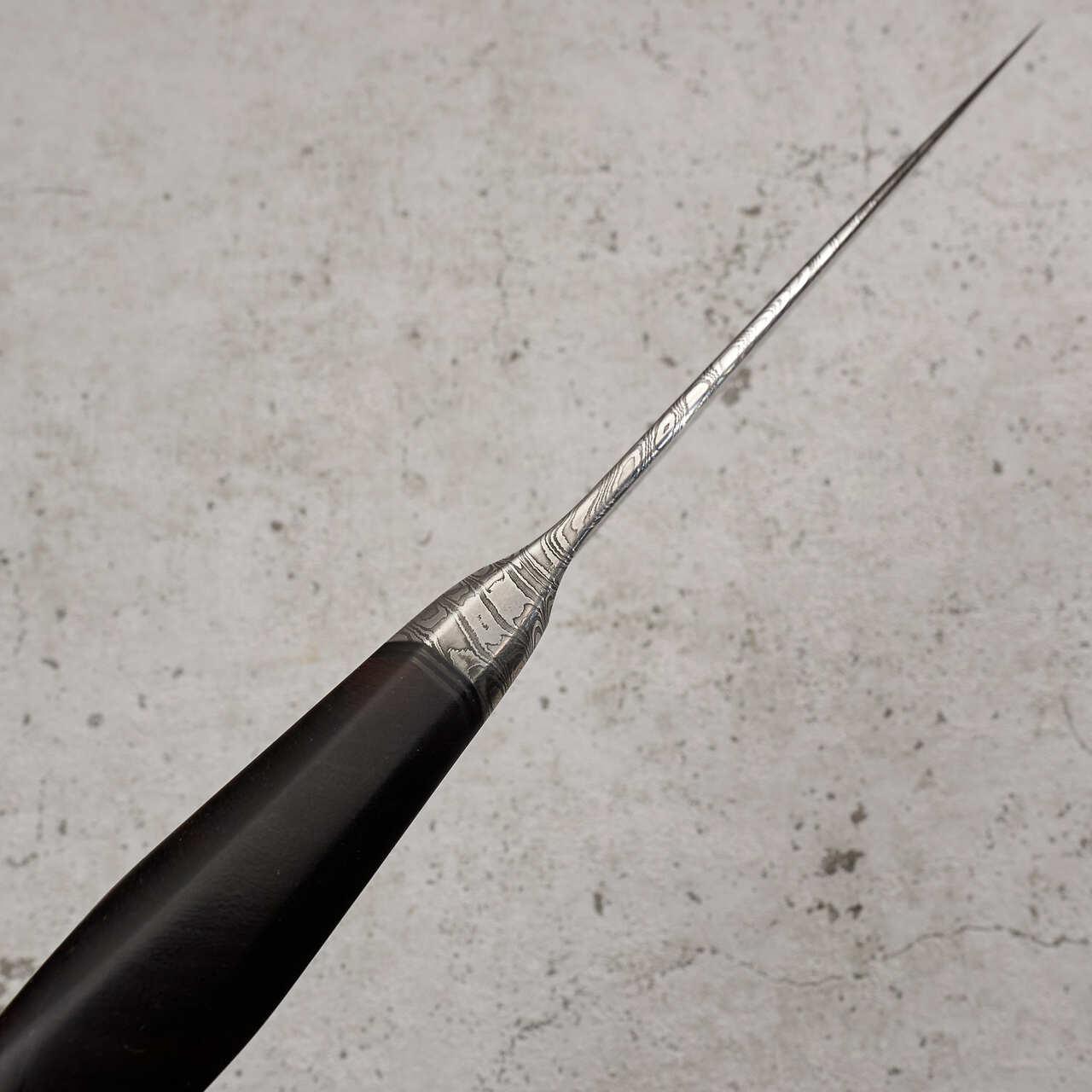 Martin Huber Chef Knife 220mm Feather Damascus "S" Grind with Integral Ironwood Handle - Spine