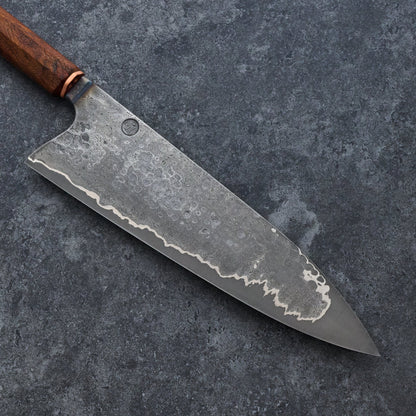 Kamon X Hangler High Chef Knife 235mm Damascus Clad Apex Ultra GoMai – detail view