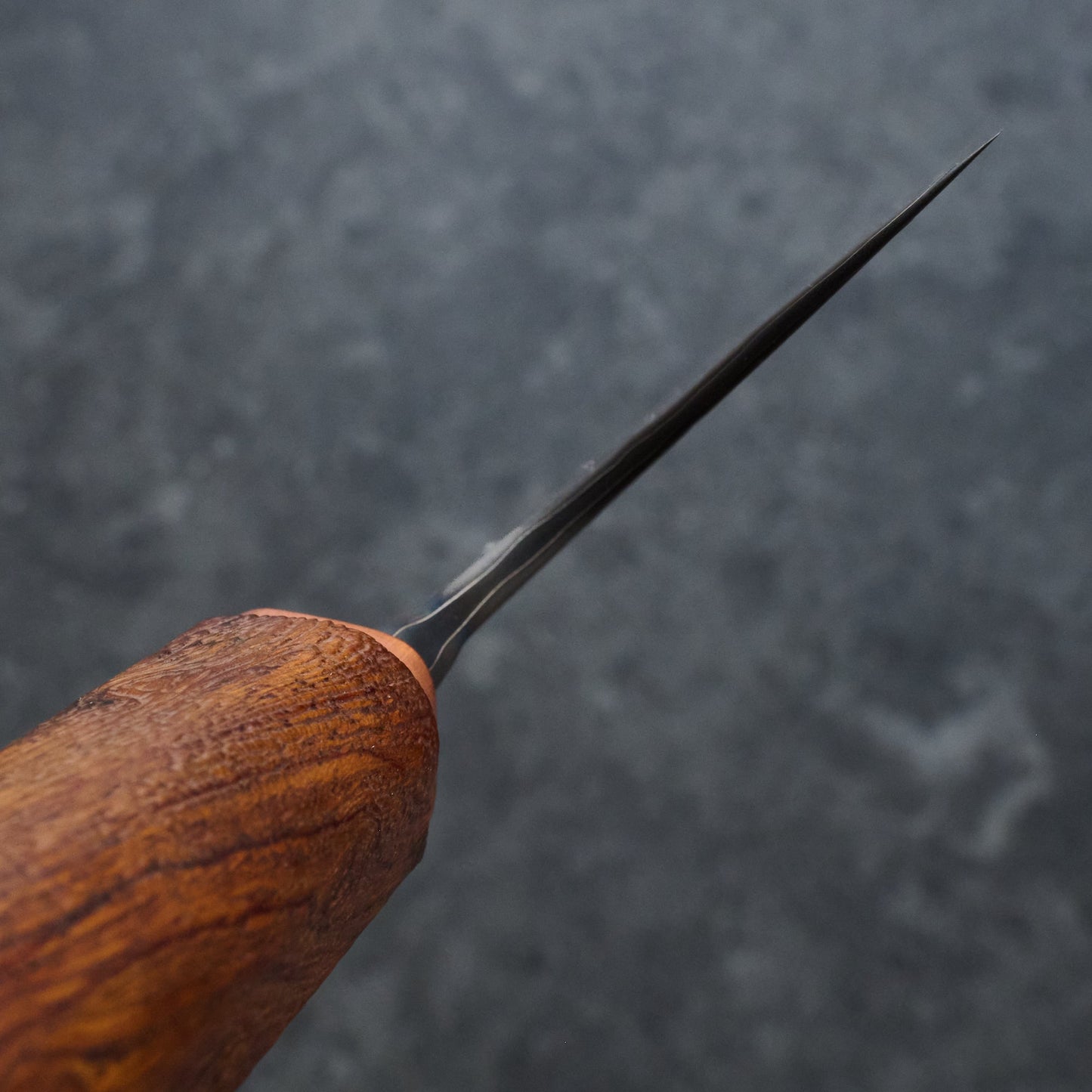 Kamon X Hangler High Chef Knife 235mm Damascus Clad Apex Ultra GoMai – blade close-up