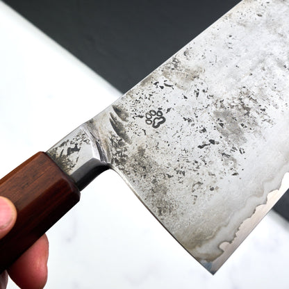 Cleaver 175mm Wrought Iron Clad Aogami #2 Water Quenched – side profile