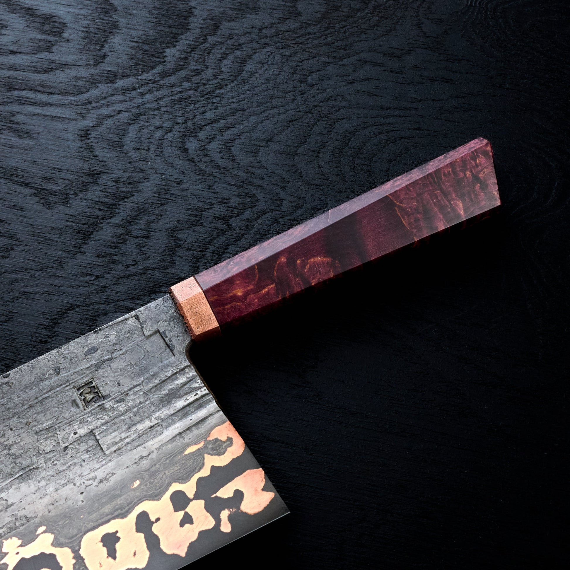 Cleaver 180mm Apex Ultra with Copper & Wrought Iron Cladding – side profile