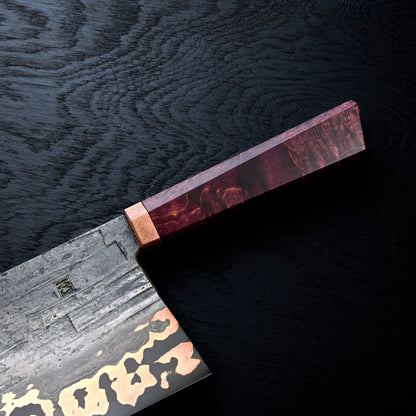 Cleaver 180mm Apex Ultra with Copper & Wrought Iron Cladding – side profile