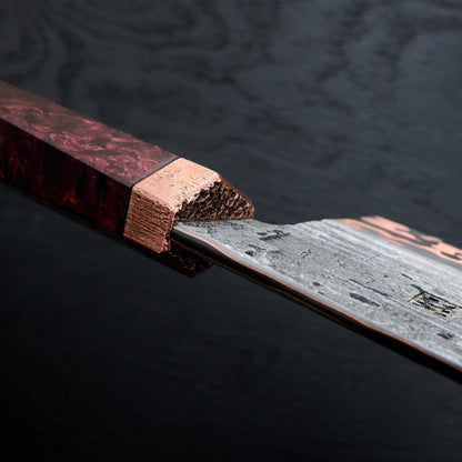 Cleaver 180mm Apex Ultra with Copper & Wrought Iron Cladding – handle detail