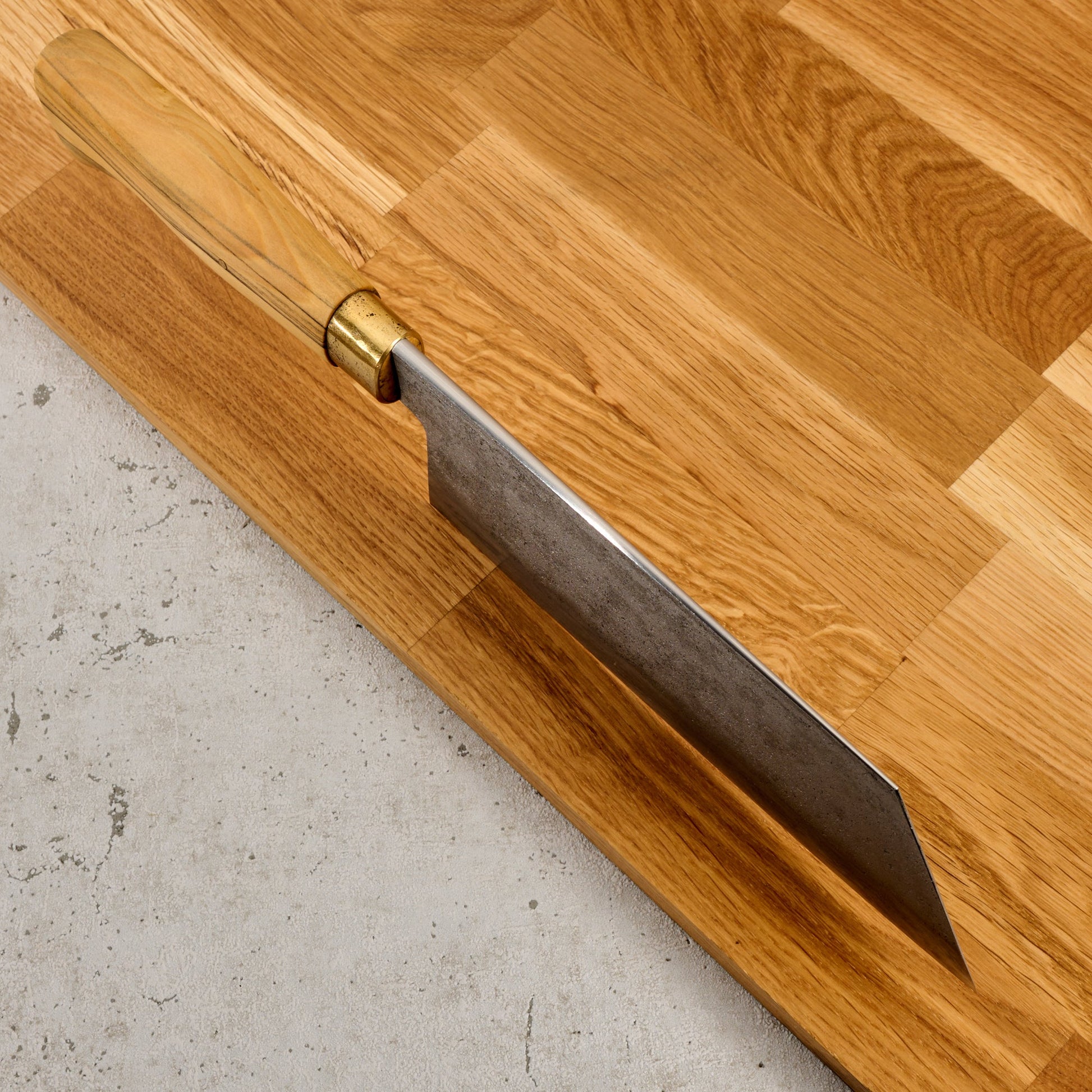 Cleaver 185mm X 69mm Damascus Clad 135Cr3 Kasumi – handle detail