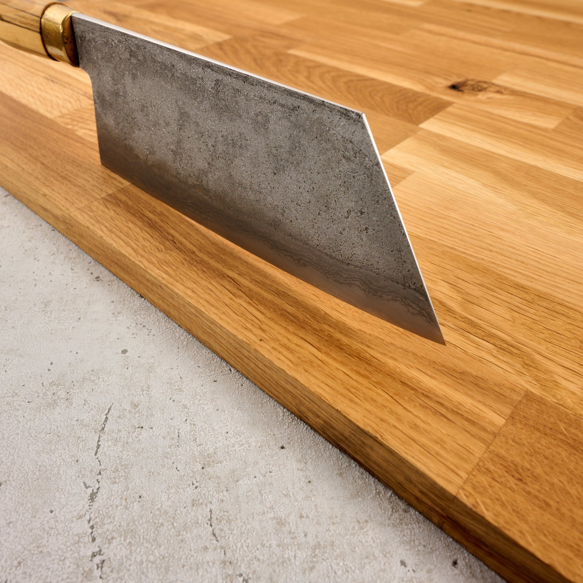 Cleaver 185mm X 69mm Damascus Clad 135Cr3 Kasumi – blade close-up