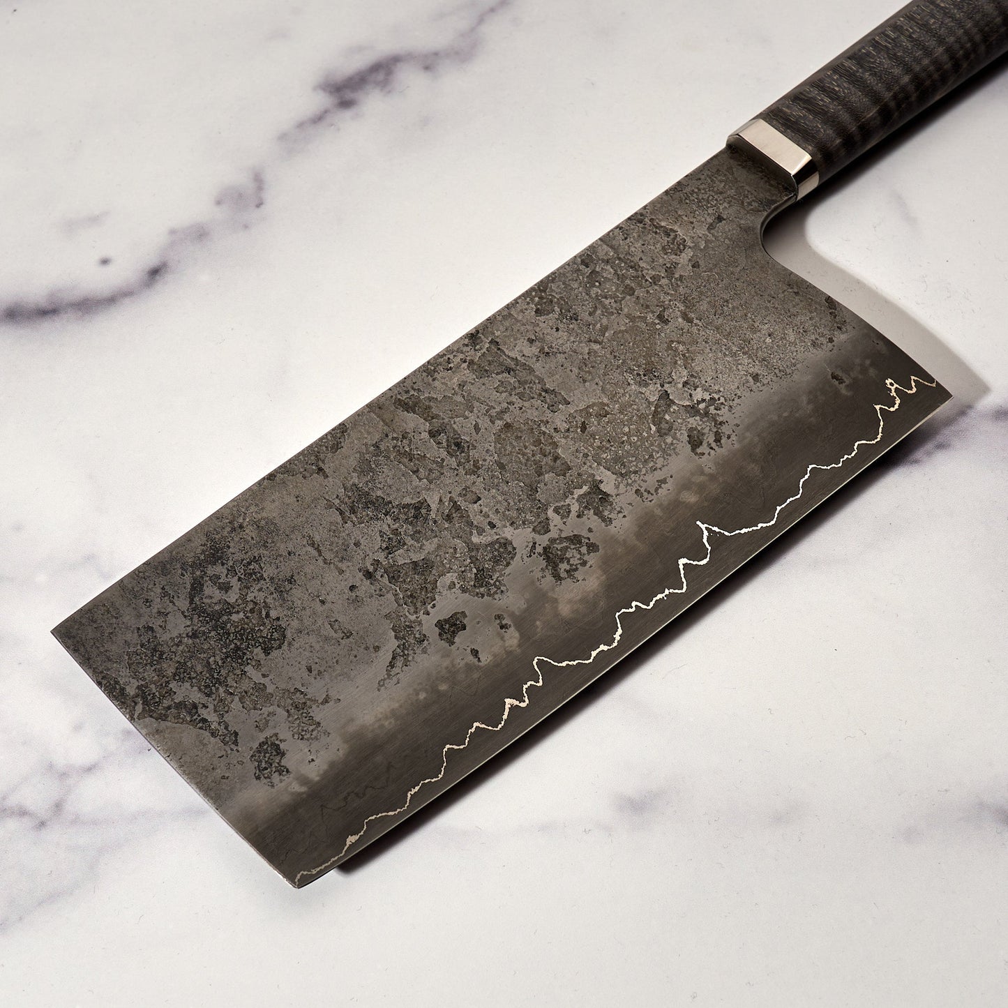 Cleaver 185mm x 90mm Silverline 1.2842 San Mai – detail view