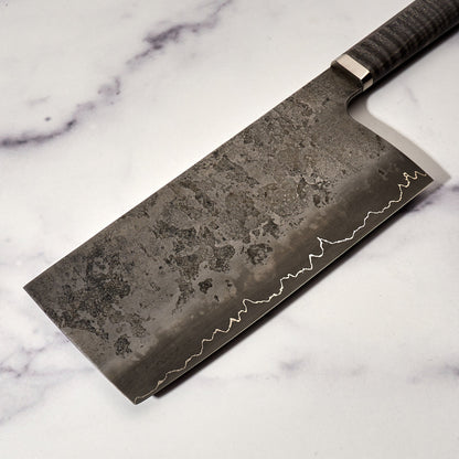 Cleaver 185mm x 90mm Silverline 1.2842 San Mai – detail view