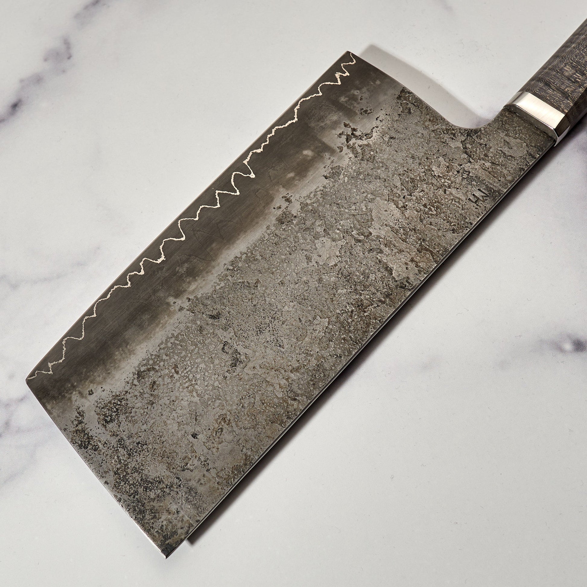 Cleaver 185mm x 90mm Silverline 1.2842 San Mai – side profile