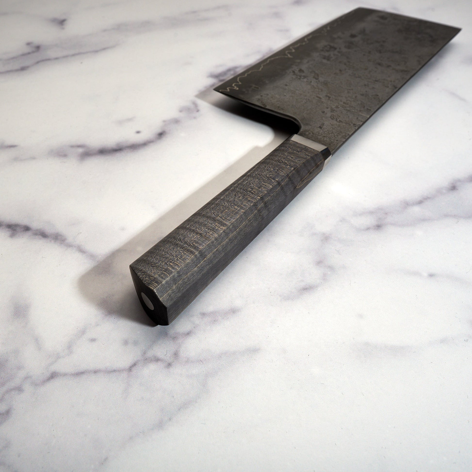 Cleaver 185mm x 90mm Silverline 1.2842 San Mai – handle detail