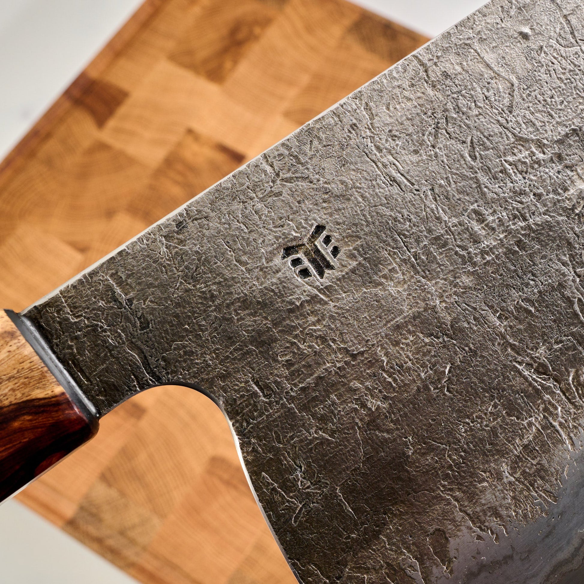 Cleaver 190mm x 100 GoMai Wrought Iron, Nickel, 52100 – side profile