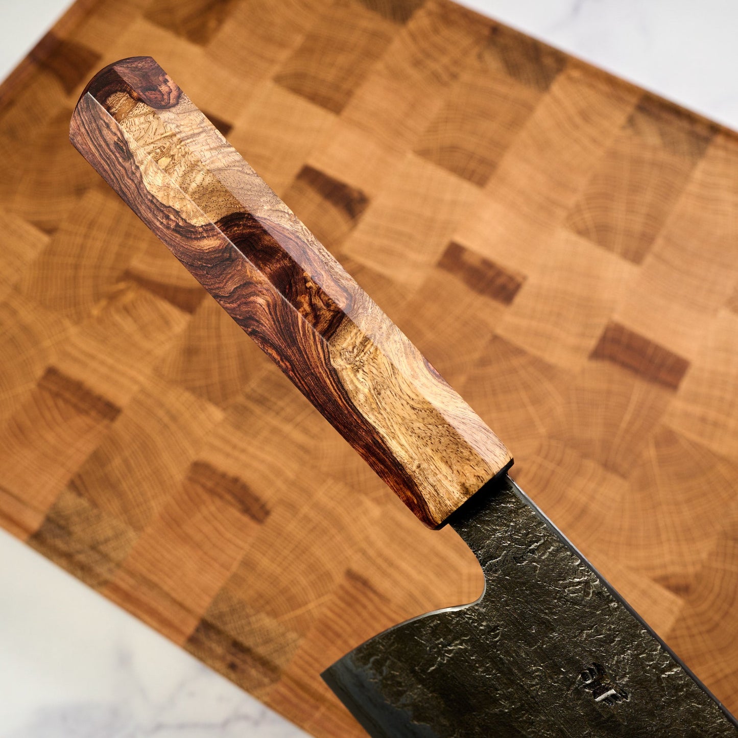 Cleaver 190mm x 100 GoMai Wrought Iron, Nickel, 52100 – blade close-up