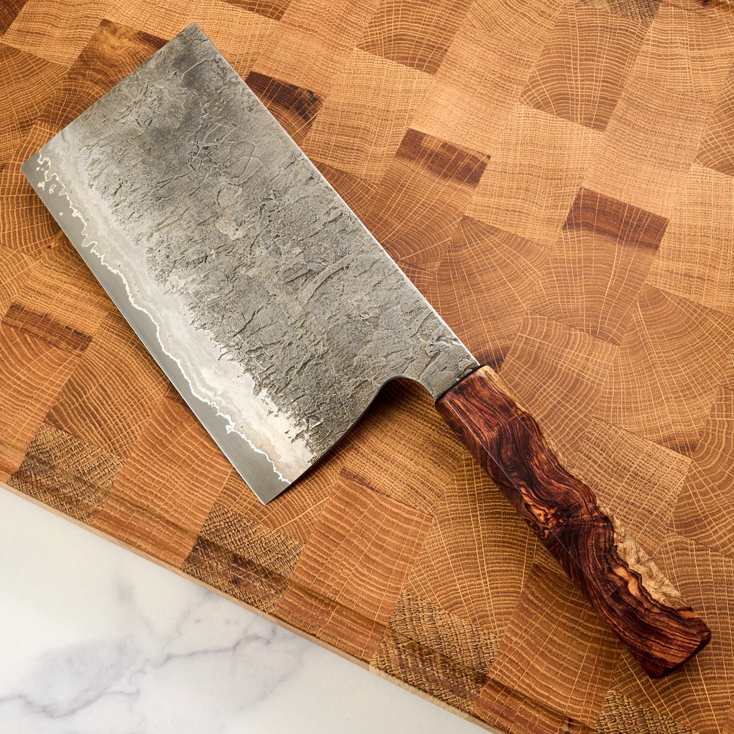 Cleaver 190mm x 100 GoMai Wrought Iron, Nickel, 52100 – detail view
