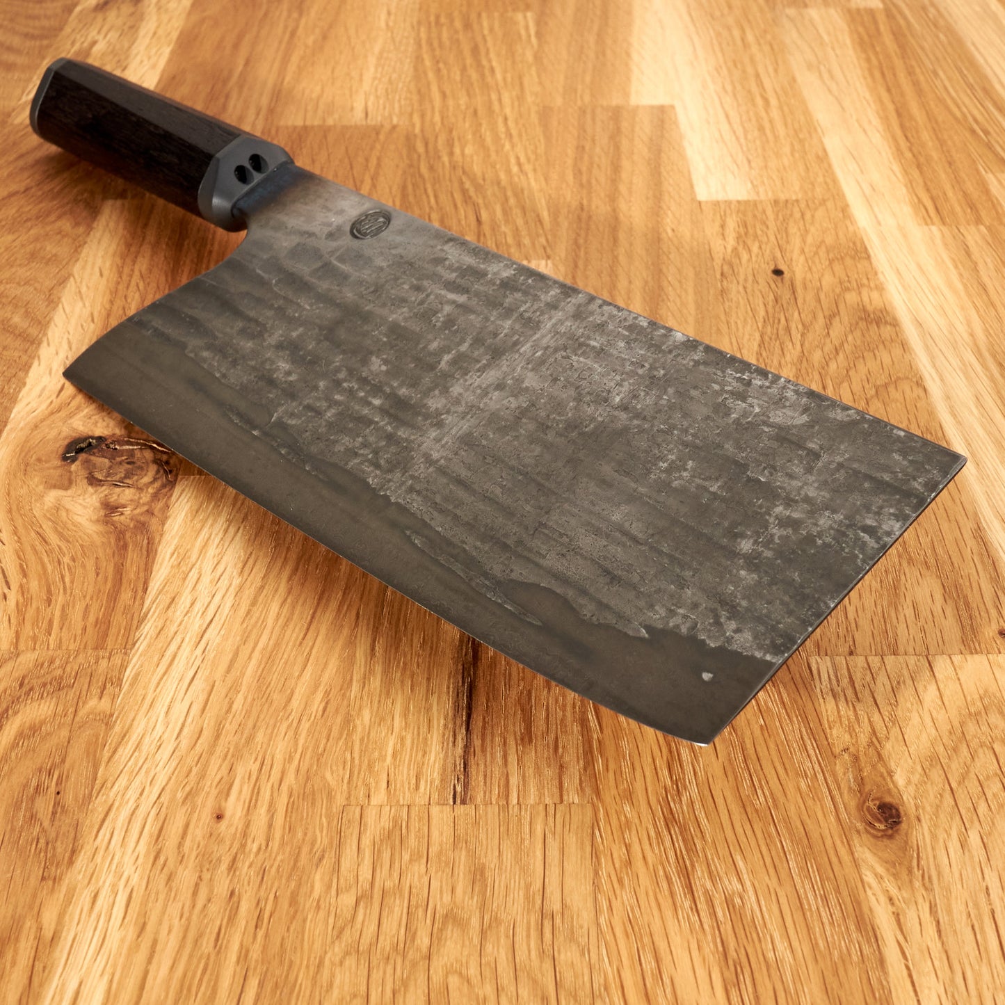 Cleaver 200mm X 80mm 'Wave' texture, Blacked Out – detail view