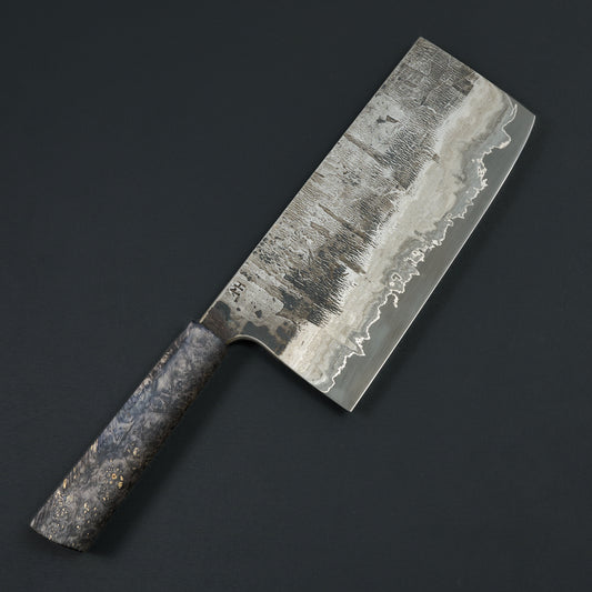 Cleaver 200mm X 90mm Wrought Iron, Ni, 1.2419 Poplar Burl