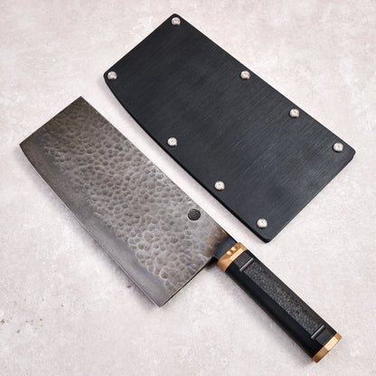 Cleaver 208mm Denty Short Neck Black Out – blade close-up